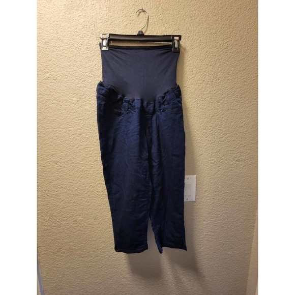 First Kick Maternity Capri Pants S Cropped Jeggings Pregnancy Blue - Picture 1 of 5